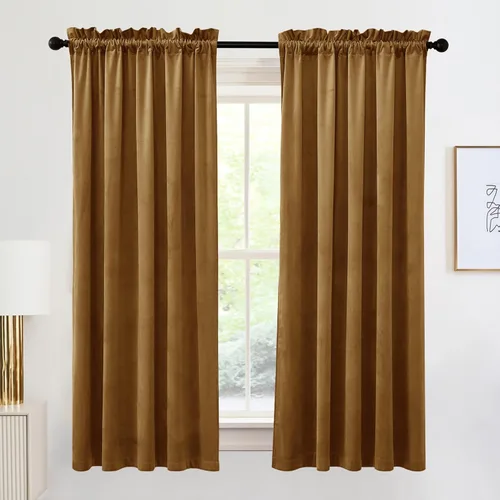 Miniatura 110 de RYB HOME Cortinas de terciopelo verde oliva de 72 pulgadas de largo, cortinas opacas con aislamiento térmico, tratamiento de ventana, decoración