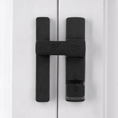 Miniatura 6 de INIRET Cerradura de puerta de granero negro mate de 180 grados, herrajes para puerta abatible, cerradura de puerta de aleación de zinc, protege