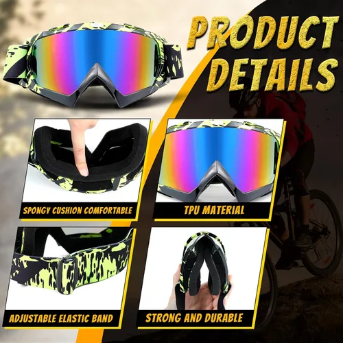 Miniatura 3 de Tallew 4 pares de gafas de motocross para motocicleta, motocross, carreras, ATV, para hombres y mujeres, deportes de potencia y esquí