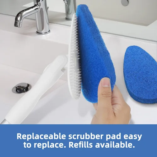 Miniatura 3 de Qaestfy Cepillo de limpieza para bañera y azulejos con mango largo ajustable de 51 pulgadas, cepillo de limpieza de bloqueo en su lugar, cabezal