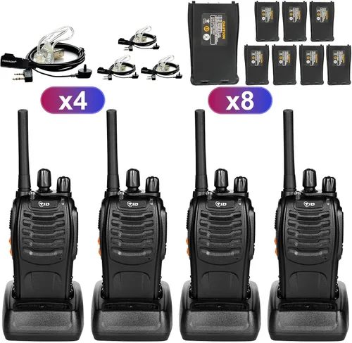 TID TD-V2 Walkie Talkies para adultos con auricular y 8 baterías, radios de 2 vías, Walkie Talkies de largo alcance con radio bidireccional