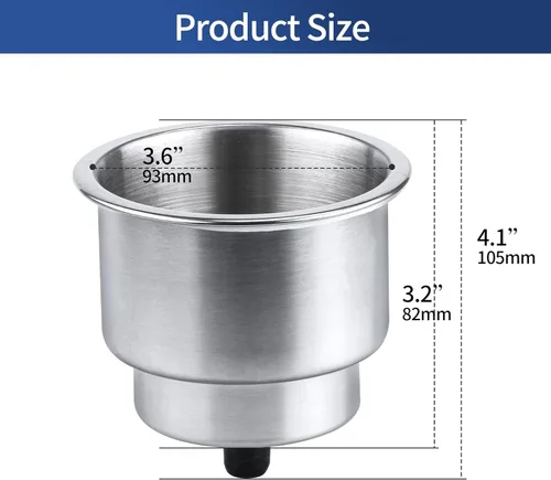 Miniatura 2 de Soporte para Tazas de Acero Inoxidable con Drenaje para Barco Marino, Caravana (4)