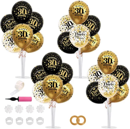 Miniatura 19 de TONIFUL Juego de 6 centros de mesa de globos de color azul marino y plateado para mesa, kit de arco de globos para decoraciones de graduación 2026