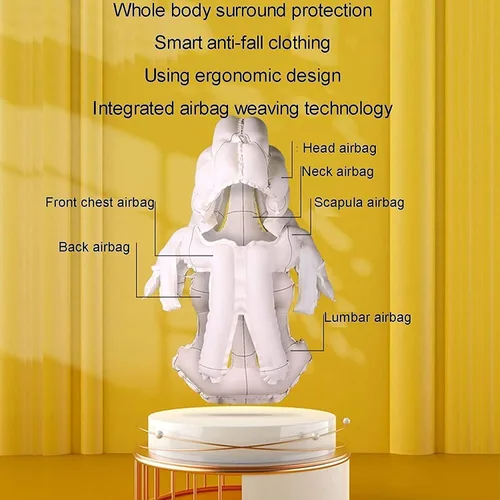 Miniatura 6 de Traje de bolsa de aire anticaídas para ancianos Bolsa de aire inteligente anticaídas 0.18s Protección emergente Tapa de protección de la cabeza Macho