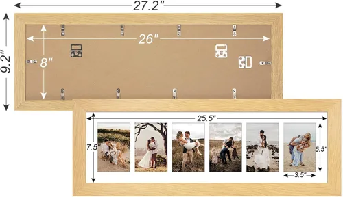 Miniatura 206 de Marcos de Fotos Collage de 13.5X15.5 con 7 Aberturas para Fotos de 4X6, Marco de Fotos Múltiples con Paspartú para Decoración de Pared, Grano