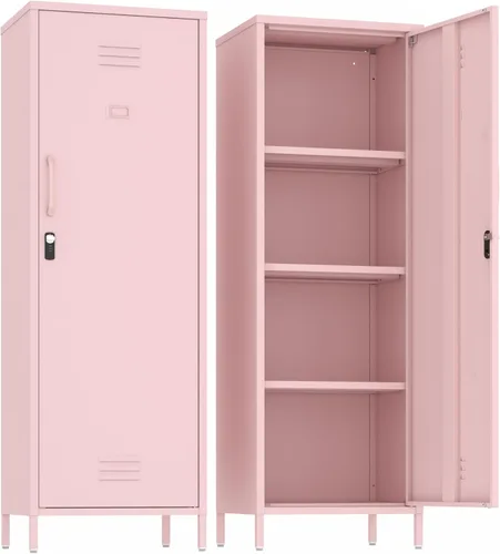 Miniatura 16 de Armario de almacenamiento de metal con puertas y estante, gabinetes de almacenamiento para oficina, aparador para oficina, sala de estar, comedor
