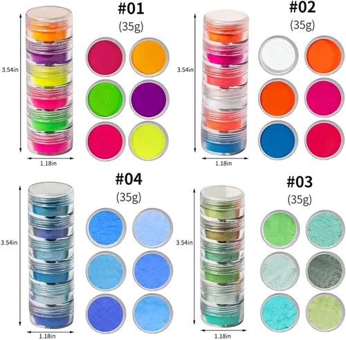 Miniatura 2 de DAGEDA Polvo de polvo de uñas de pigmento de 24 colores, purpurina iridiscente ultrafina y luminosa nacarada de alto brillo, polvo de halo de alto