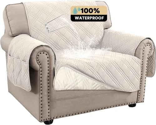 Miniatura 13 de PrinceDeco - Funda para sofá reclinable 100% impermeable, funda para sofá para sala, protector de muebles resistente al agua con correas elásticas