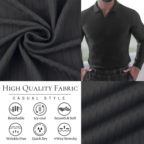 Miniatura 3 de Camisetas de manga corta con cuello en V para hombre, camisetas de golf de ajuste seco, ropa casual y elegante