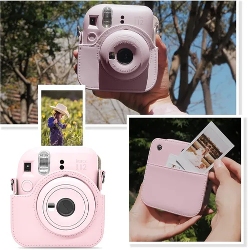 Miniatura 4 de MUZIRI KINOKOO Funda protectora para cámara instantánea Instax Mini 12 – Bolsa de transporte de piel sintética para cámara Mini 12 con bolsillo