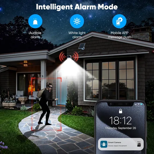 Miniatura 6 de Cámaras de seguridad solar Sofiwaa inalámbricas para exteriores, cámara solar 2K inalámbrica para el hogar, 2.4GHz WiFi, visión nocturna a