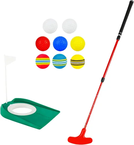 Miniatura 9 de Putter de golf ajustable para diestros o zurdos, de dos vías, con pelotas de golf y copa de bandera para adultos y niños, para entrenamiento