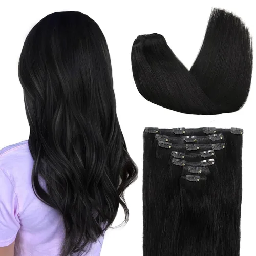 Miniatura 11 de Extensiones de cabello humano Remy de 12 pulgadas, 2.47 onzas, 7 unidades, 16 clips, lacio, grueso, 100% real, para mujer, color marrón oscuro #2