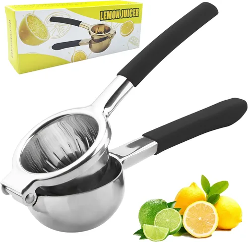 SHIKORI Exprimidor de Limón, Exprimidor Manual Grande de Servicio Pesado para Limón, Prensa Manual de Cítricos de Acero Inoxidable, Herramienta de