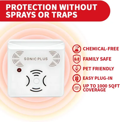 Miniatura 2 de Riddex Sonic Plus - Repelente ultrasónico de plagas, se conecta con salidas adicionales para uso en interiores, repelente de insectos, repelente