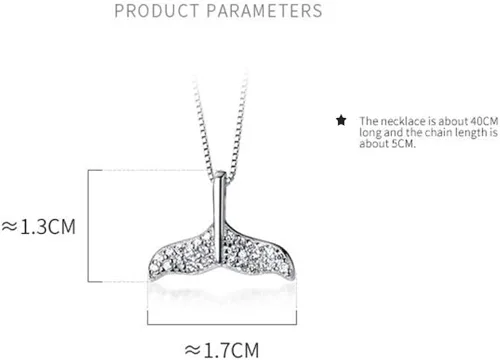 Miniatura 7 de Collar de plata de ley con forma de cola de sirena de cristal para mujeres y niñas delicada colgante de cola de ballena de delfín de peces