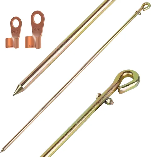 Miniatura 8 de Varilla de tierra portátil - Pasador de tierra con terminal de cable de tierra Ideal para cercas eléctricas, Fenerador, antenas, parabólicas