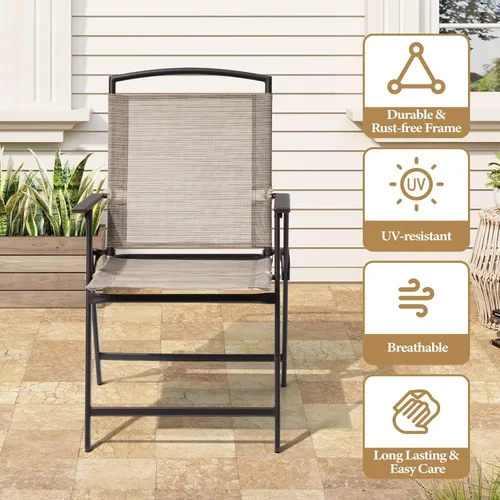 Miniatura 7 de Crestlive Products Juego de 6 sillas plegables para patio, sillas plegables para exteriores con marco duradero resistente al óxido