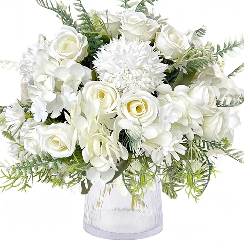 Miniatura 10 de ASTRYAS 4 piezas de peonías artificiales rosas de seda, flores de peonía de seda falsas, ramo de peonías artificiales de seda para centro de mesa