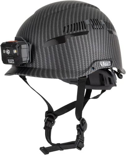 Miniatura 2 de Casco duro, ala completa ventilada, patrón KARBN premium, lámpara recargable