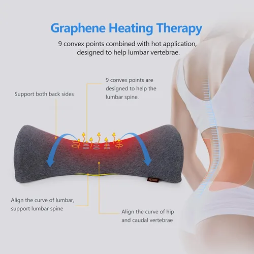 Miniatura 4 de Almohada de apoyo lumbar Cozyhealth para dormir, almohada lumbar inferior con calefacción de grafeno para aliviar el dolor lumbar, cojín de espuma