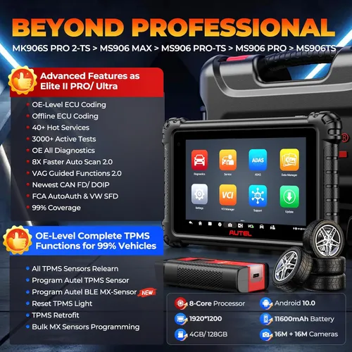 Miniatura 2 de Autel Escáner MaxiCOM MK906S PRO 2-TS: 2026 Hasta de MaxiSYS MS906 PRO2-TS/ MS906 MAX/ MS906PRO TS, Codificación igual que Elite II PRO, Top TPMS