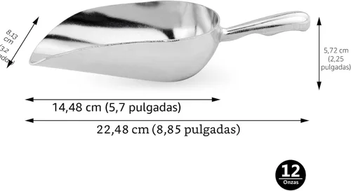 Miniatura 2 de New Star Foodservice 34523 Cuchara utilitaria de aluminio fundido de una pieza con fondo redondo para barra de hielo y harina, 12 onzas, plateado