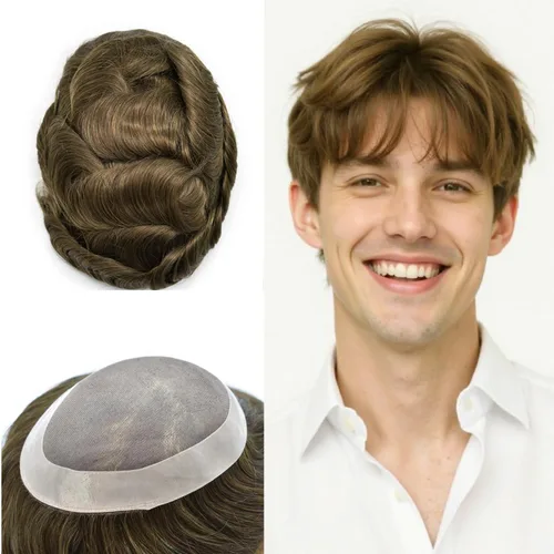 Miniatura 137 de Mens Toupee Hair Piece For Men Fine Mono Men Hair System Toupee For Men Hair Piece Real Human Hair System For Men Protesis Capilar Para Hombre 6x9