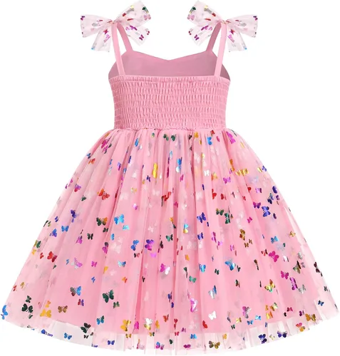 Miniatura 103 de IMEKIS Vestido de princesa de cumpleaños para niña pequeña, confeti brillante, bohemio, arco iris, pastel, sesión de fotos, traje para 1-6T