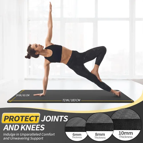 Miniatura 2 de CAMBIVO Tapete de yoga para mujeres, hombres y niños, 1/3, 1/4 y 2/5 pulgadas, extra grueso, antideslizante, 72 x 24 pulgadas, tapete de yoga