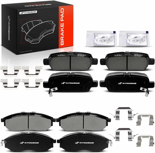 Miniatura 10 de A-Premium Juego de pastillas de freno de cerámica delanteras y traseras compatibles con los modelos Nissan e Infiniti - G37 (Sedan), Murano, 370Z