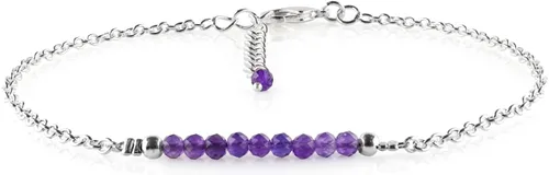 Miniatura 32 de YANARA Pulsera de tobillo para mujer, piedra de nacimiento natural, cuentas de piedras preciosas, tobillera delicada hecha a mano de 9 pulgadas +