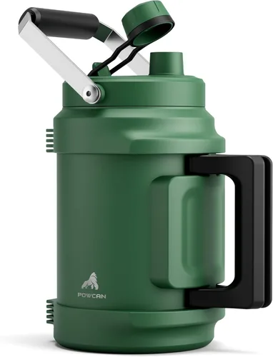 Miniatura 15 de Botella de agua aislada de 64 oz para gimnasio: tapa de boquilla de pajita 2 en 1, asa doble, a prueba de fugas, mantiene el frío 36H, jarra de agua