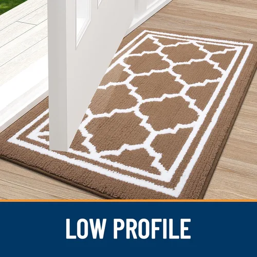 Miniatura 3 de Buganda Alfombra para Puerta Interior, Felpudo Resistente a la Suciedad y Absorbente, Antideslizante, Alfombras de Perfil Bajo para Entrada Marrón