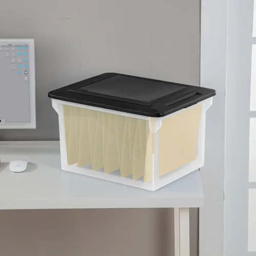 Miniatura 4 de Sterilite - Caja de archivo, contenedor de almacenamiento apilable con tapa, organice recibos, facturas, impuestos y papeles en el hogar, oficina