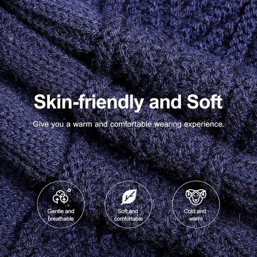Miniatura 6 de Conjunto de bufanda y gorro de invierno, gorro cálido con forro polar, gorro de punto grueso para hombres y mujeres