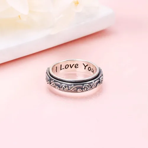 Miniatura 2 de Anillos giratorios de plata de ley S925 para aliviar la ansiedad y el aburrimiento, TDAH, autismo, banda para mujeres y adolescentes, Plata Esterlina