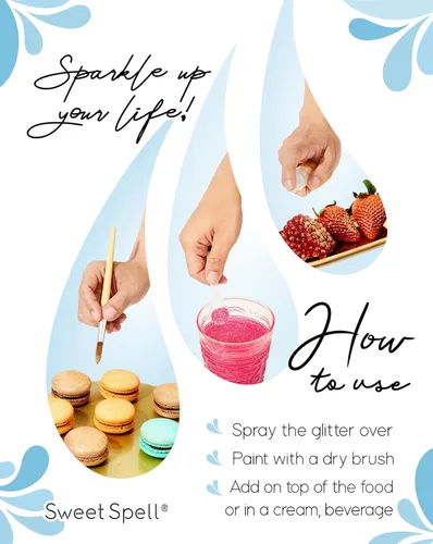 Miniatura 4 de Sweet Spell - Purpurina comestible (15g) - Destellos brillantes para bebidas, pasteles, cócteles - Purpurina 100% comestible y de grado alimenticio