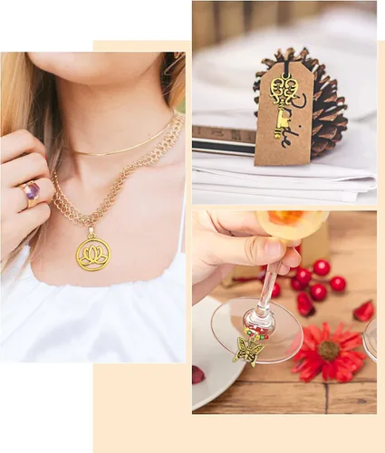 Miniatura 6 de JIALEEY 100 piezas al por mayor de lotes a granel de oro mezclados tibetanos antiguos colgantes de oro DIY para pulseras, collares, joyería