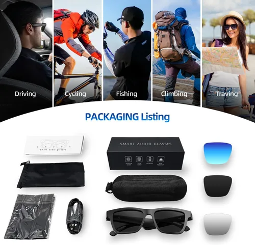 Miniatura 8 de Lentes inteligentes para hombres y mujeres, con GPT de chat, gafas de traducción Bluetooth AI con 164 idiomas, lente azul, lente de cambio