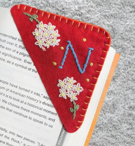 Miniatura 74 de Marcapáginas de esquina bordadas a mano personalizadas, Marcadores para mujeres, Marcador personalizado para los amantes de los libros, lindo Verde