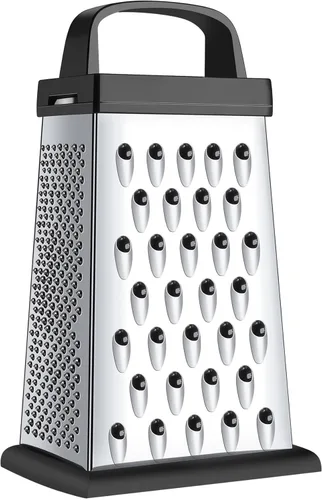 Rallador de queso, rallador de acero inoxidable de 4 caras, tamaño pequeño, triturador de alimentos para queso, parmesano, verduras, apto para
