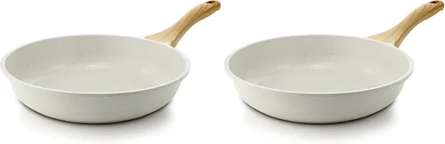 Miniatura 15 de SENSARTE Sartén antiadherente de cerámica de 8 pulgadas, sartén saludable no tóxica, sartén para tortilla compatible con inducción con mango Blanco
