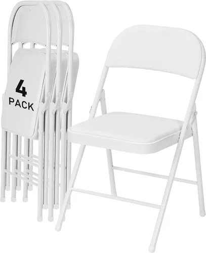 Miniatura 26 de SEALAMB Paquete de 4 sillas plegables con asiento cómodo, marco de metal resistente, sillas apilables portátiles para bodas, fiestas, oficina