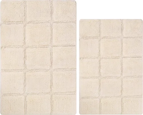 Miniatura 16 de Superior Juego de alfombras de baño antideslizantes de algodón con respaldo de látex en aerosol, 20 x 30 pulgadas, 24 x 36 pulgadas, 2 piezas, salvia