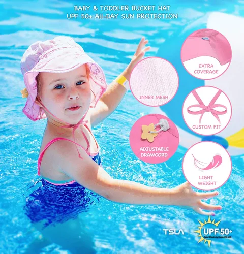 Miniatura 7 de TSLA Sombrero de sol para bebé UPF 50+, protección solar al aire libre, sombrero de playa de verano, gorra de malla interior ligera ajustable