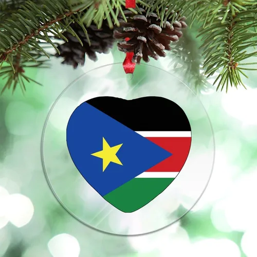 Miniatura 23 de Adorno de Navidad personalizado de la bandera de Venezuela 2023, adornos de corazón para árboles de Navidad, acrílico país, ciudad, recuerdo