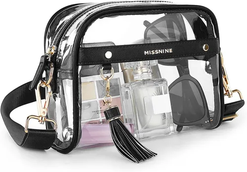 Miniatura 7 de Missnine Bolsa transparente – Bolso pequeño aprobado por estadios para mujer – Bolsa cruzada para conciertos y eventos deportivos Caqui