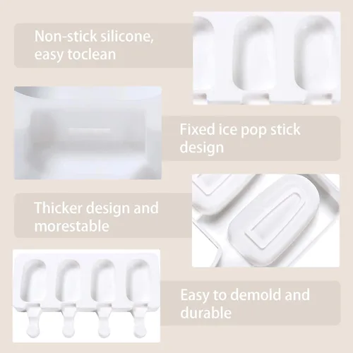 Miniatura 5 de 2 moldes de silicona para tartas más grandes con 100 palos de madera y 100 bolsas de paquete, moldes de silicona para paletas de hielo, molde