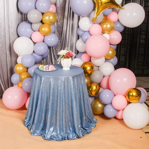 Miniatura 33 de Eternal Beauty Mantel de lentejuelas doradas de 120 pulgadas, mantel redondo brillante con purpurina para decoración de bodas, fiestas de cumpleaños